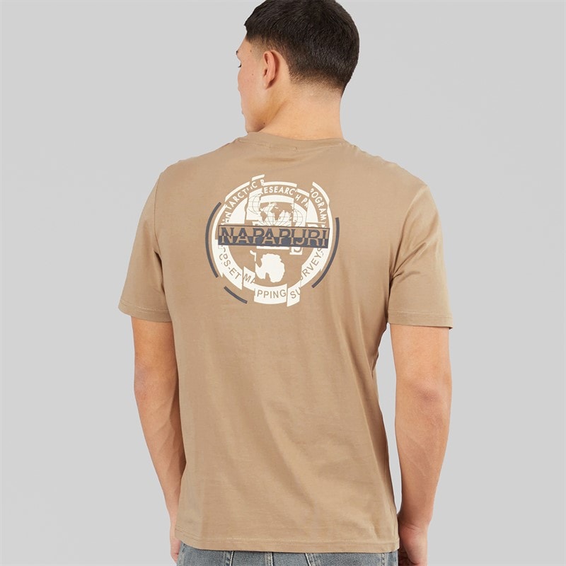 Napapijri Mens Rift Back Graphic T-Shirt Beige Rocky - Image 3