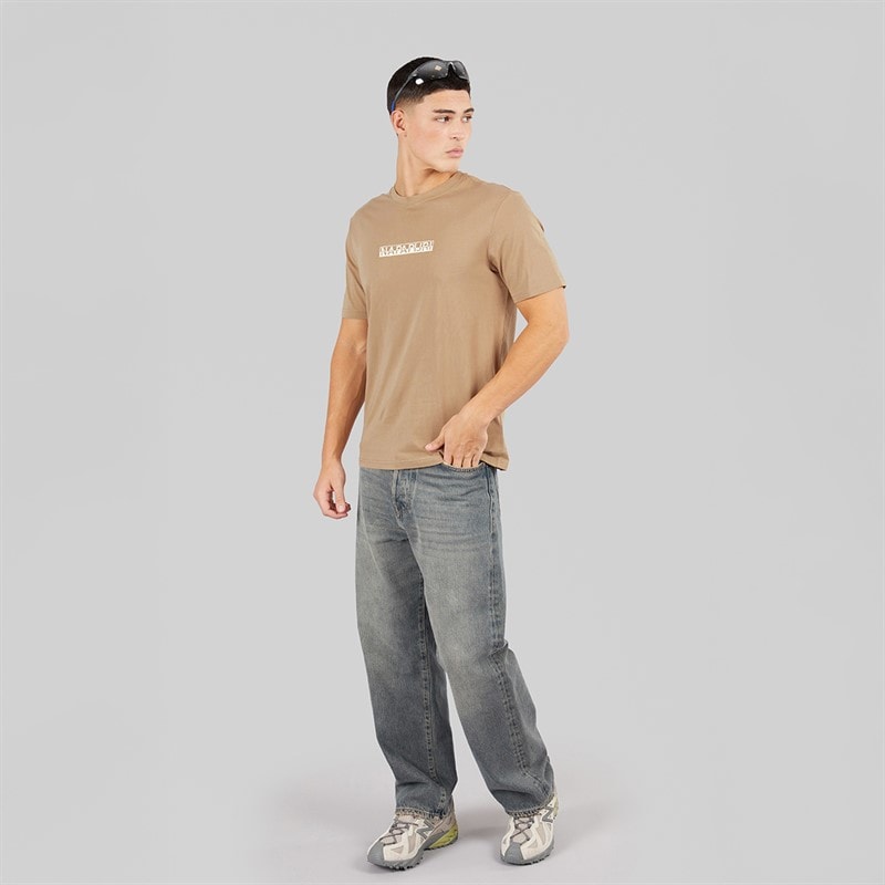 Napapijri Mens Rift Back Graphic T-Shirt Beige Rocky - Image 4