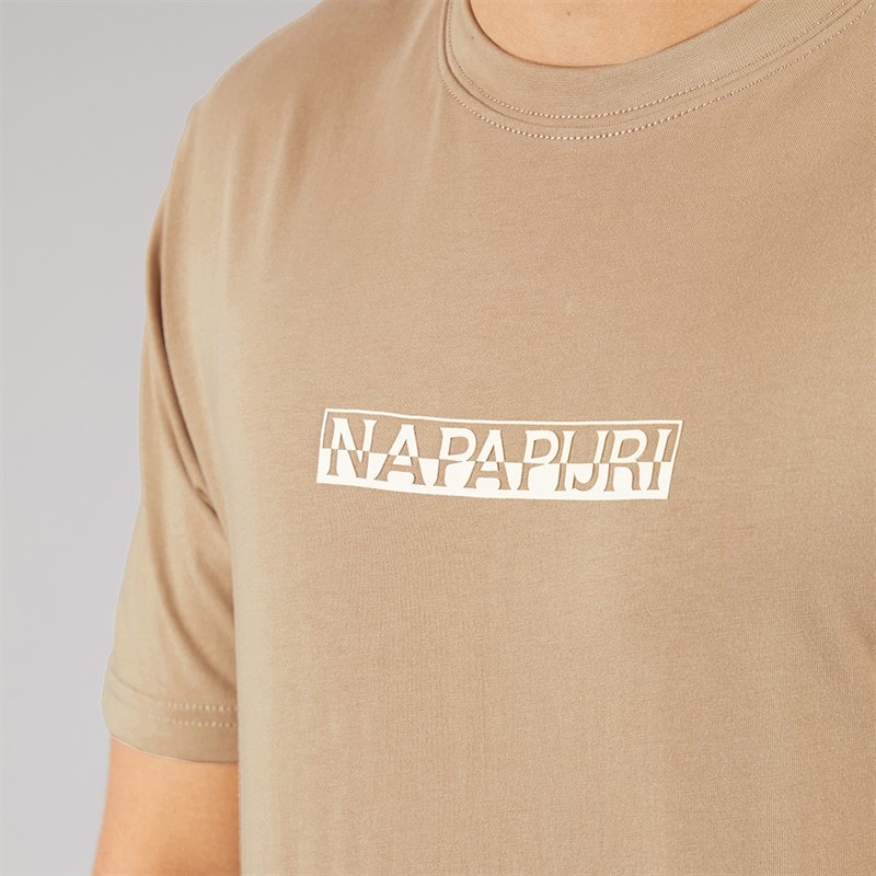 Napapijri Mens Rift Back Graphic T-Shirt Beige Rocky - Image 5