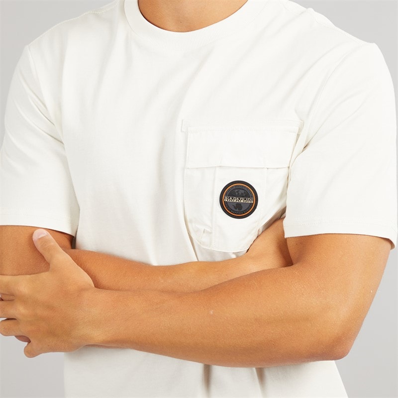 Napapijri Mens Linton T-Shirt White Whisper - Image 3