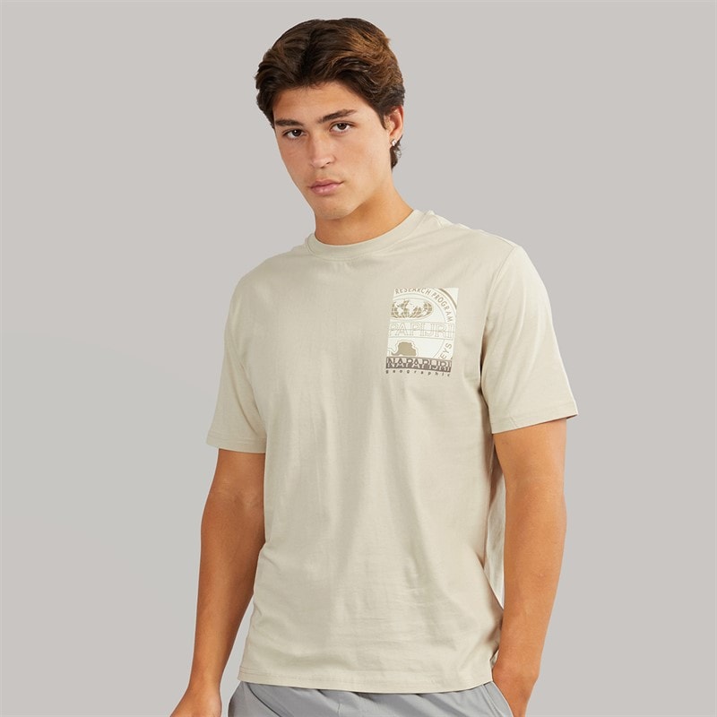 Napapijri Mens Sondrio T-Shirt Beige Silver - Image 2