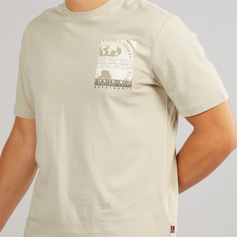 Napapijri Mens Sondrio T-Shirt Beige Silver - Image 3