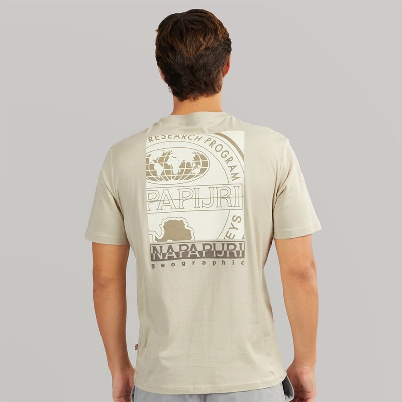 Napapijri Mens Sondrio T-Shirt Beige Silver - Image 4