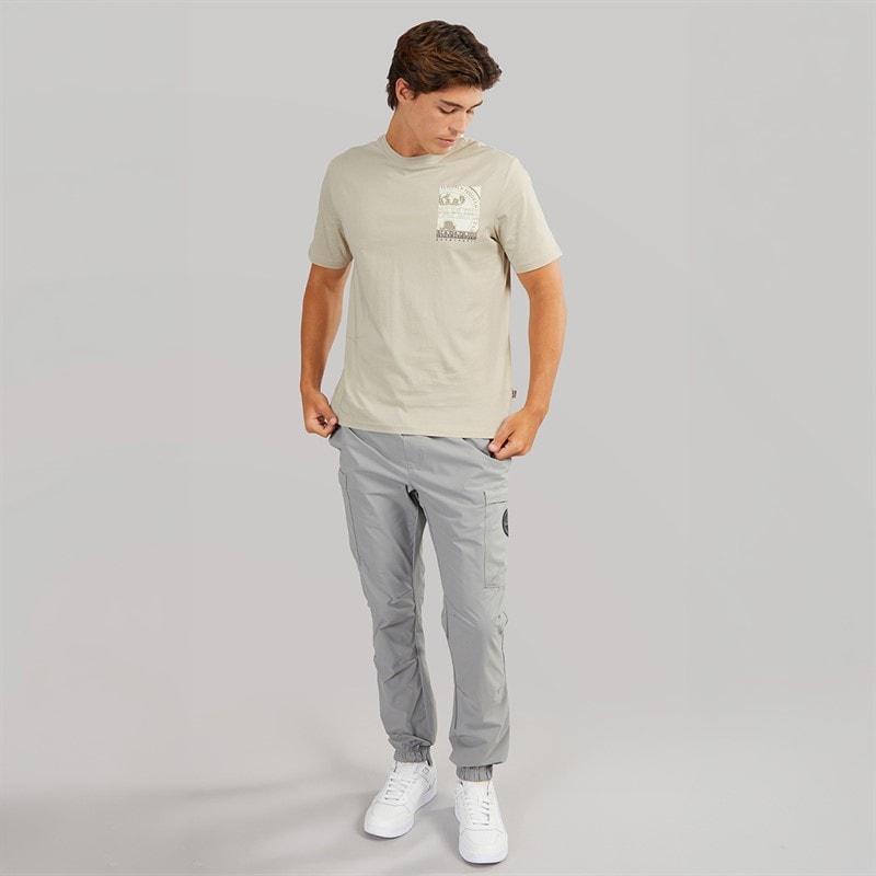 Napapijri Mens Sondrio T-Shirt Beige Silver - Image 5