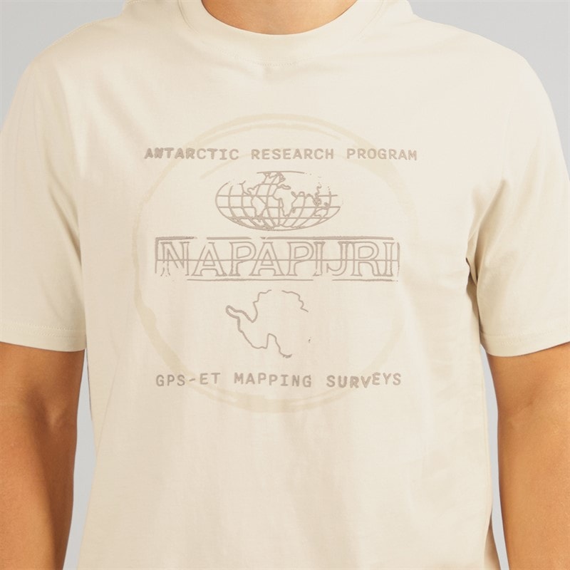 Napapijri Mens Bald T-Shirt Beige Dimity - Image 3