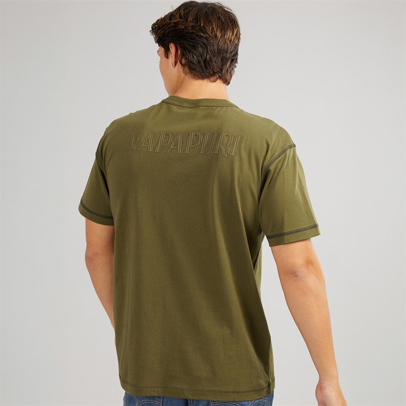 Napapijri Mens Umbra T-Shirt Dark Olive - Image 2