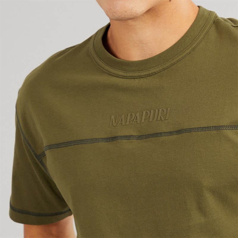 Napapijri Mens Umbra T-Shirt Dark Olive - Image 5