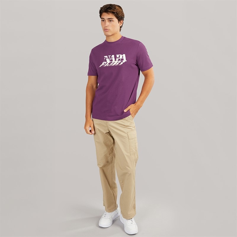 Napapijri Mens Lodestar T-Shirt Purple Pass - Image 3