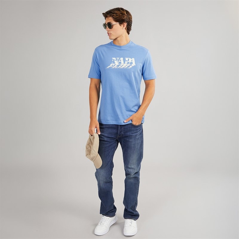 Napapijri Mens Lodestar T-Shirt Blue Jasper - Image 3