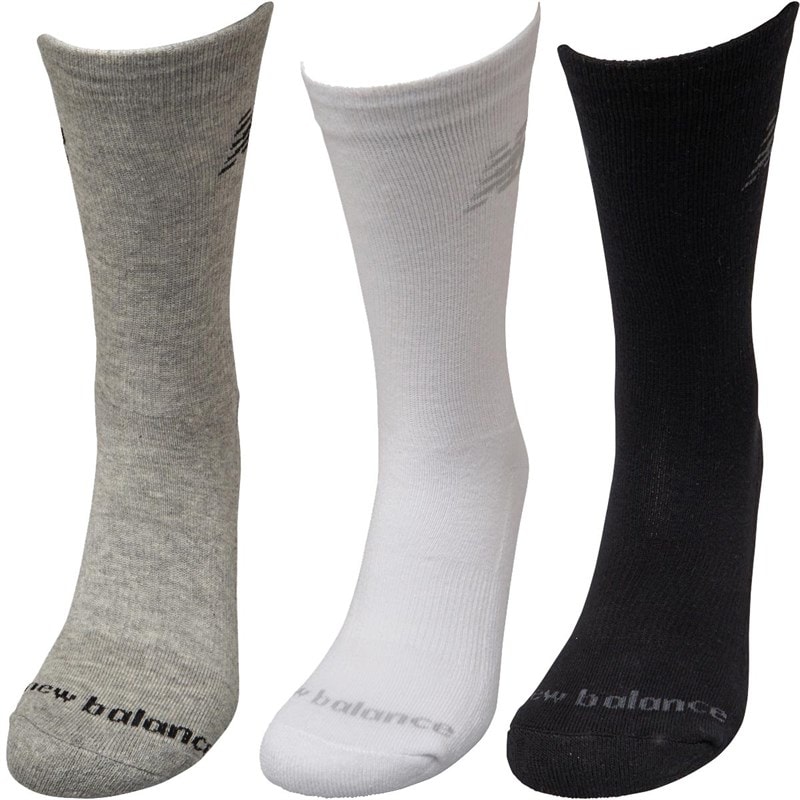 New Balance Three Pack Cushioned Crew Socks Black/Grey/White - Image 2
