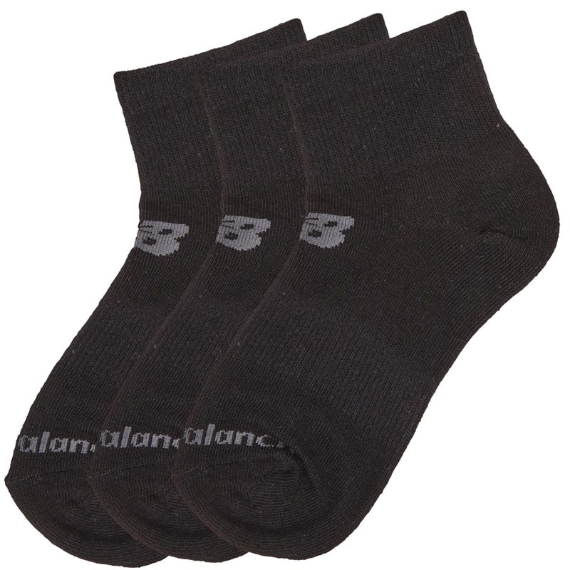 New Balance Junior Boys Three Pack Quarter Socks Black - Image 1