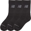 New Balance Junior Three Pack Cushioned Crew Socks Black