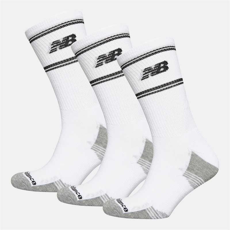New Balance In Stripe Logo Three Pack Crew Socks White/Black - Image 1