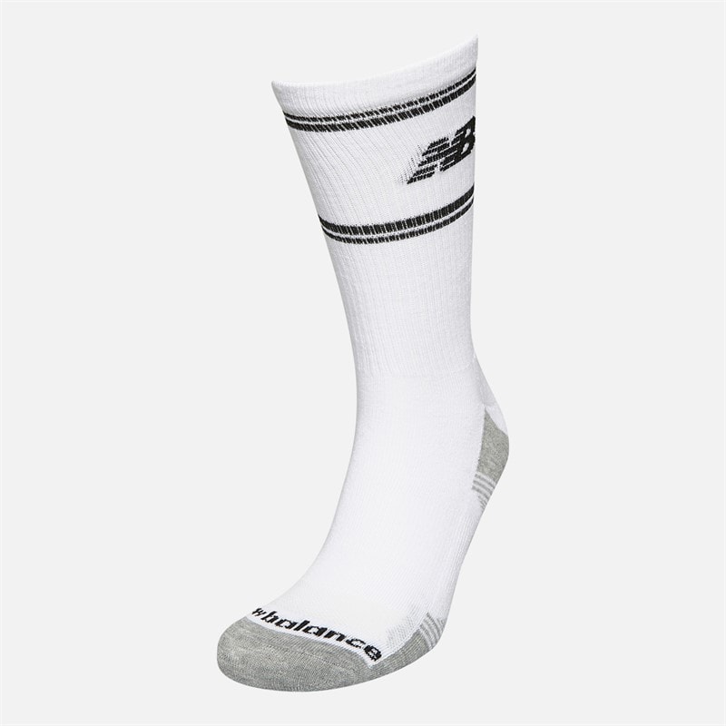 New Balance In Stripe Logo Three Pack Crew Socks White/Black - Image 2