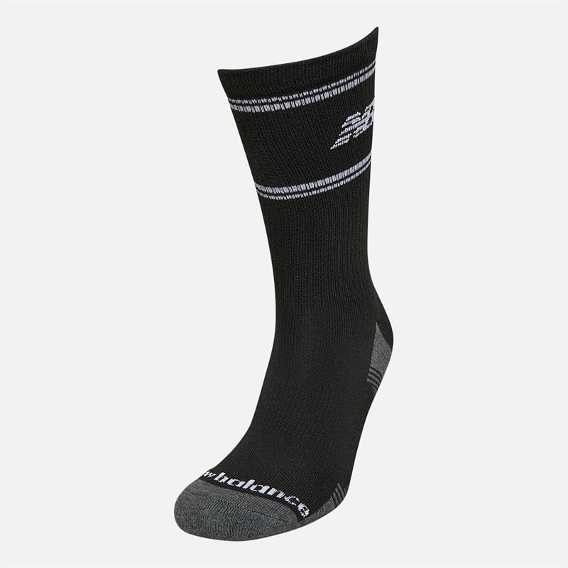 New Balance In Stripe Logo Three Pack Crew Socks Black/White - Image 2