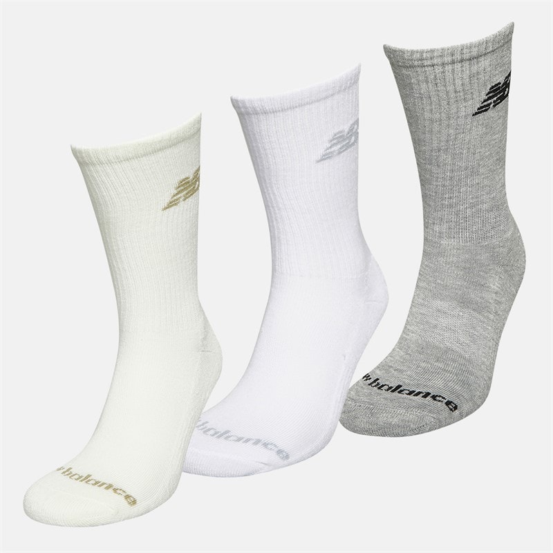 New Balance Flying Logo Three Pack Crew Socks White/Grey Heather/Sea Salt - Image 2