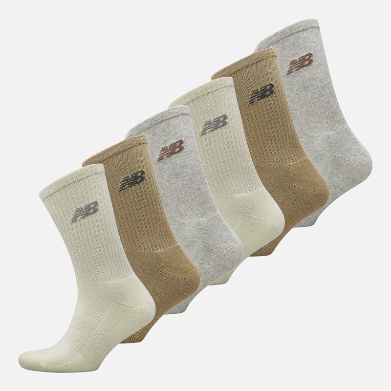 New Balance Everyday Six Pack Crew Socks Grey/Brown/Beige - Image 1