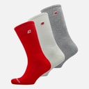 New Balance Mens Patch Logo Three Pack Crew Socks White/Red