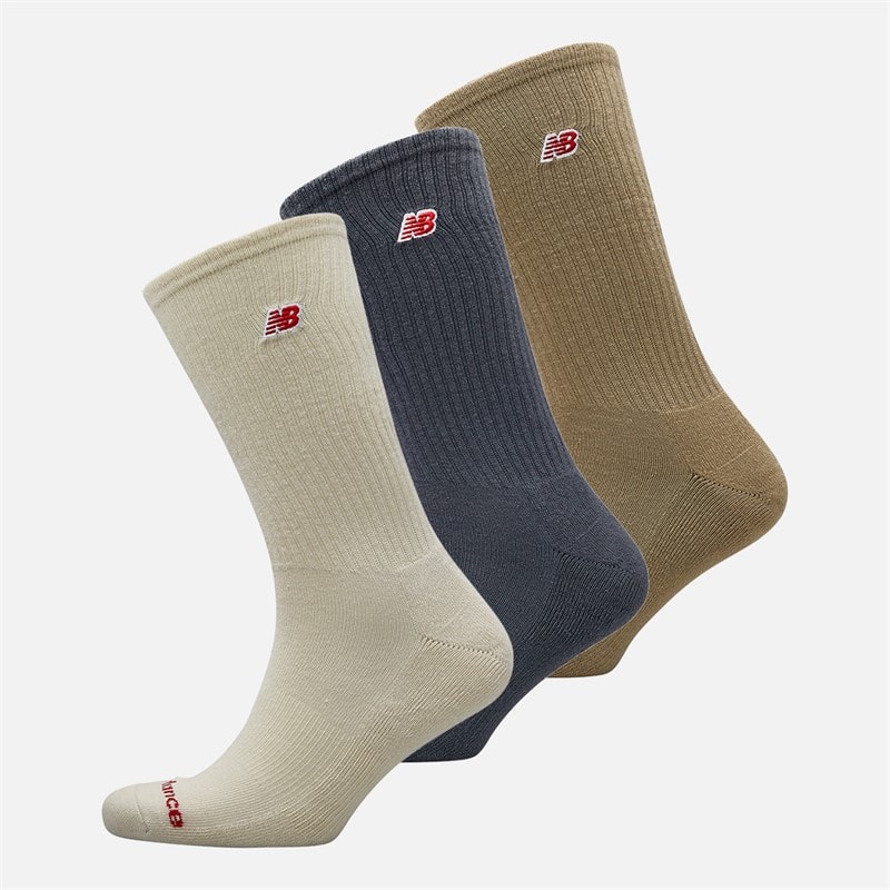 New Balance Mens Patch Logo Three Pack Crew Socks Grey/Blue - Image 1