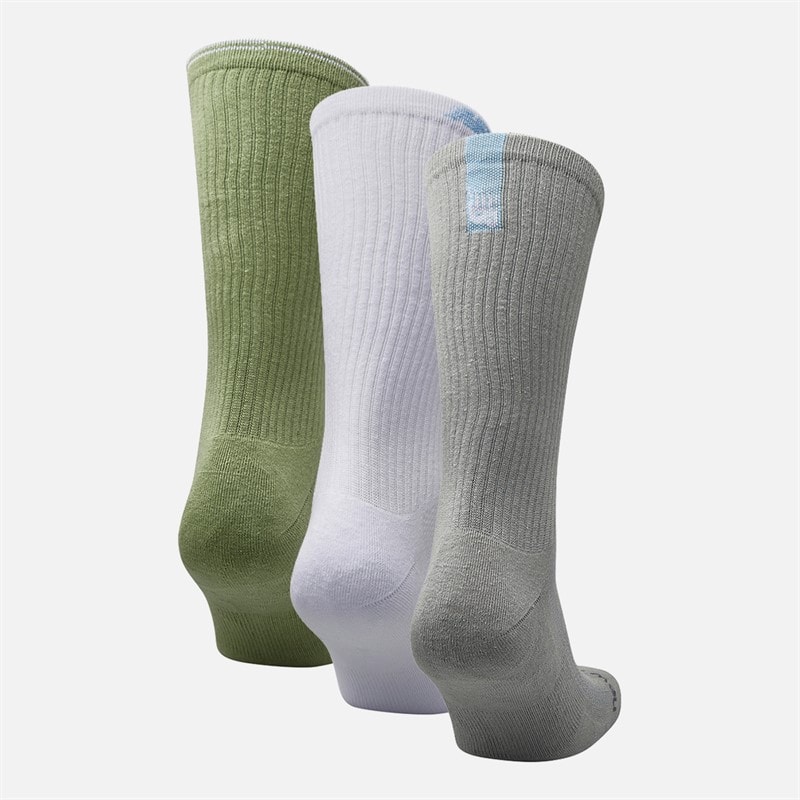 New Balance Multi Logo Three Pack Crew Socks White/Grey/Green - Image 3