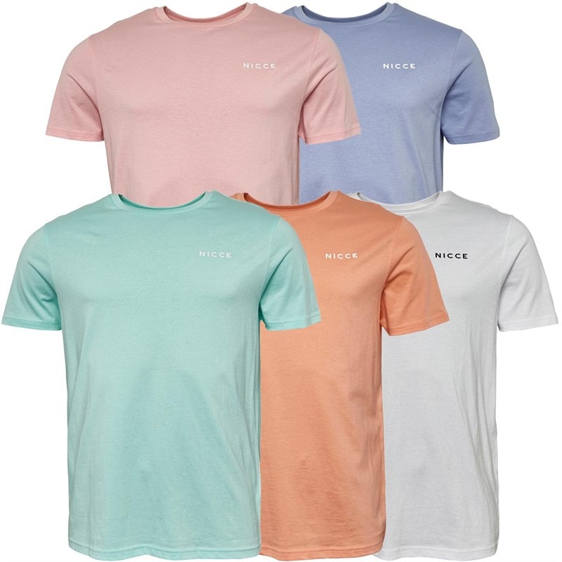 NICCE Mens Kindio Five Pack T-Shirts Lavender/Light Coral/Mint/White/Pink - Image 1