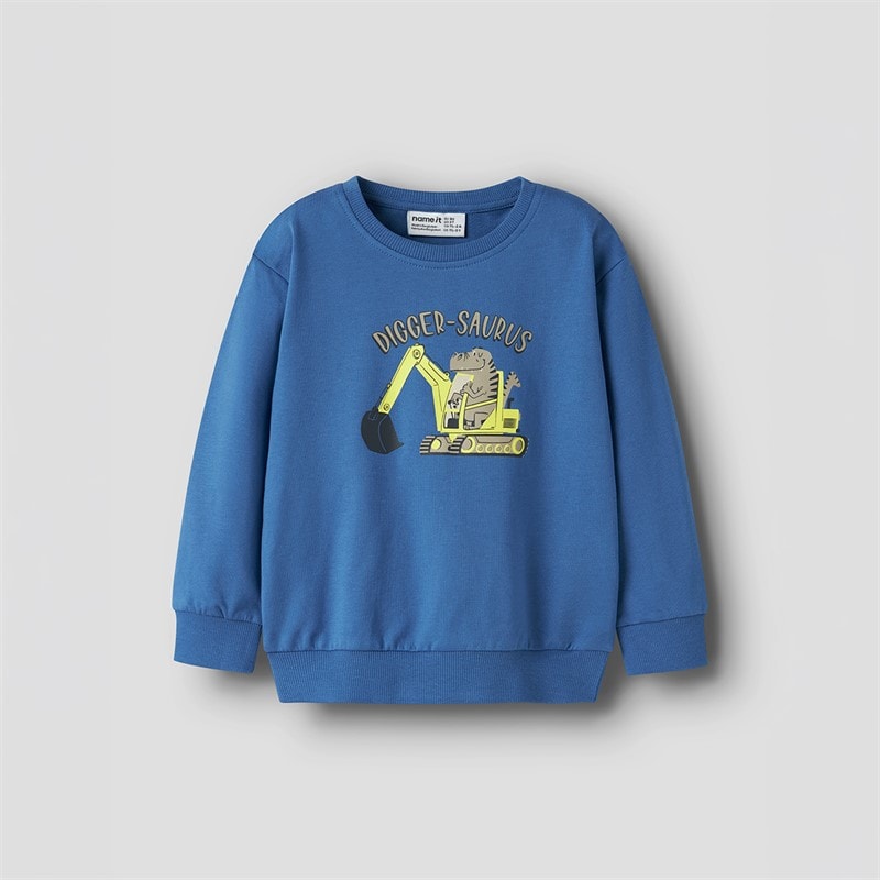 Name It Boys Mini Vildar Excavator Sweatshirt Delft