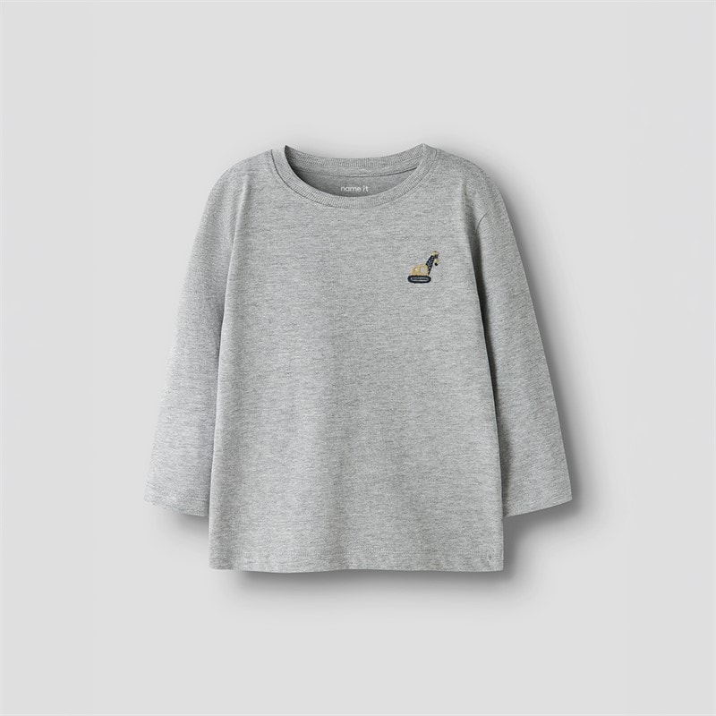 Name It Boys Mini Vimpel Excavator Long Sleeve T-Shirt Grey Melange