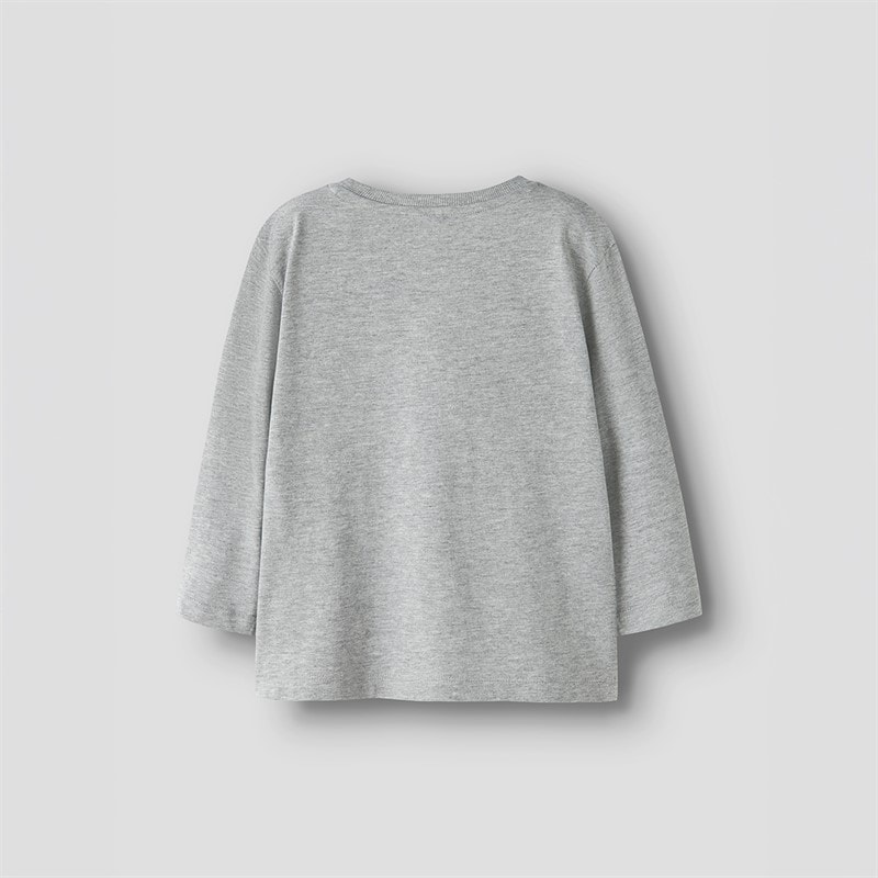 Name It Boys Mini Vimpel Excavator Long Sleeve T-Shirt Grey Melange - Image 2