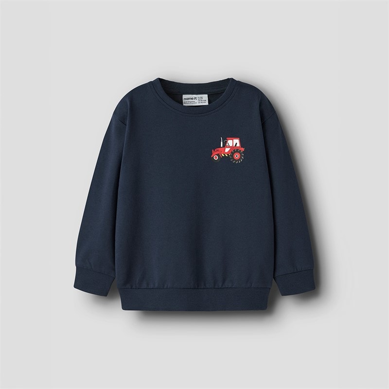 Name It Boys Mini Vildar Tractor Sweatshirt Navy Blazer