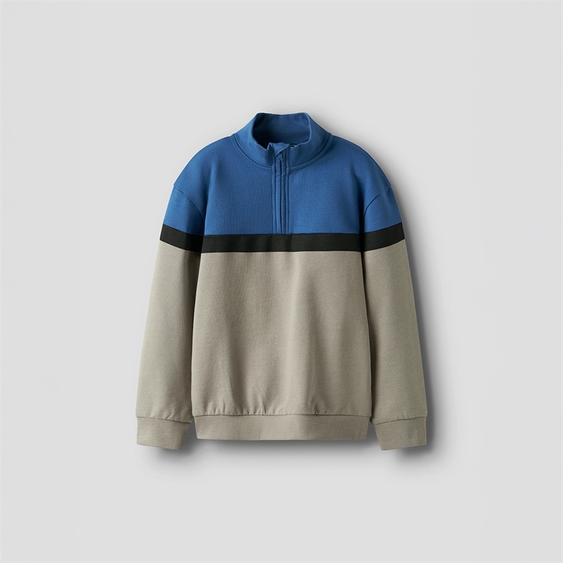 Name It Boys Burke Half Zip Sweatshirt Vintage Khaki - Image 2