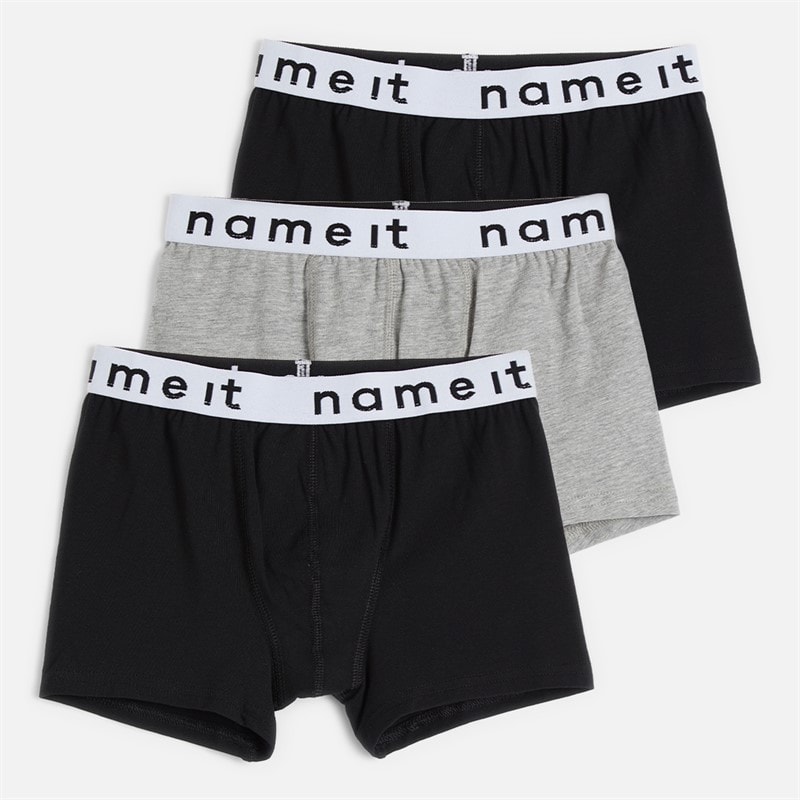 Name It Boys Three Pack Boxers Black/Black/Grey Black/Black/Grey - Image 1