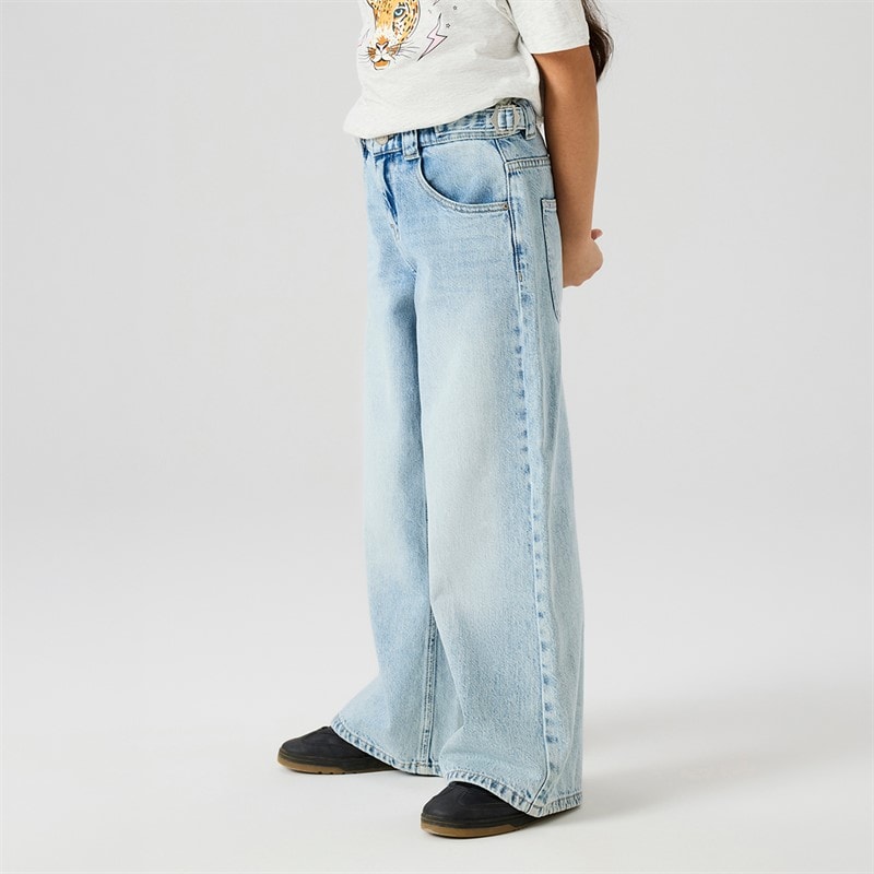 Name It Girls Bella Skater Buckle Jeans Light Blue Bleached Denim