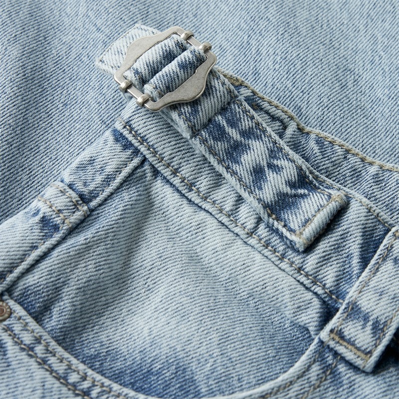 Name It Girls Bella Skater Buckle Jeans Light Blue Bleached Denim - Image 2