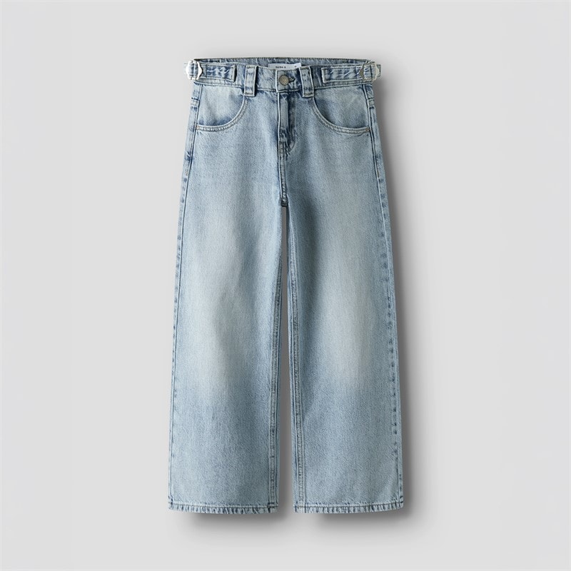 Name It Girls Bella Skater Buckle Jeans Light Blue Bleached Denim - Image 4