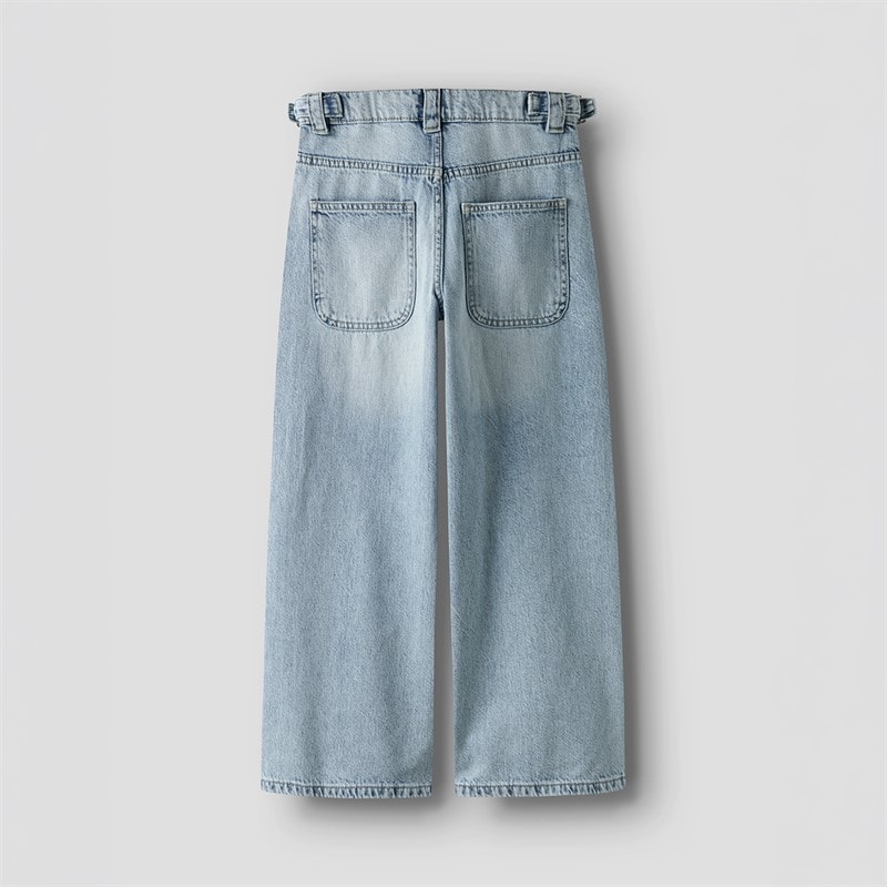 Name It Girls Bella Skater Buckle Jeans Light Blue Bleached Denim - Image 5
