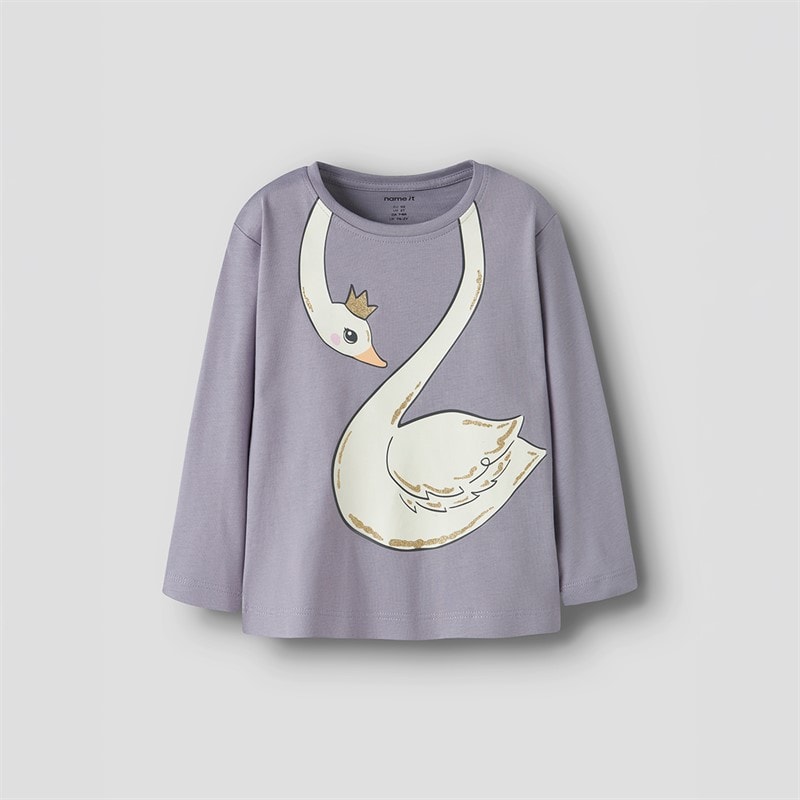 Name It Girls Valiane Long Sleeve T-Shirt Lavender Gray - Image 1