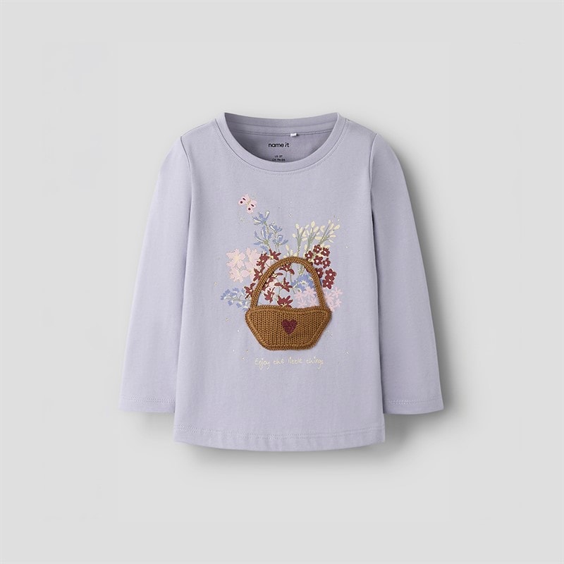 Name It Girls Betua Long Sleeve Top Lavender Gray - Image 1