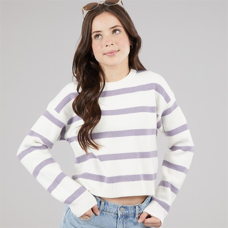 Name It Girls Vnilla Knitted Jumper Cloud Dancer/Lavender Grey