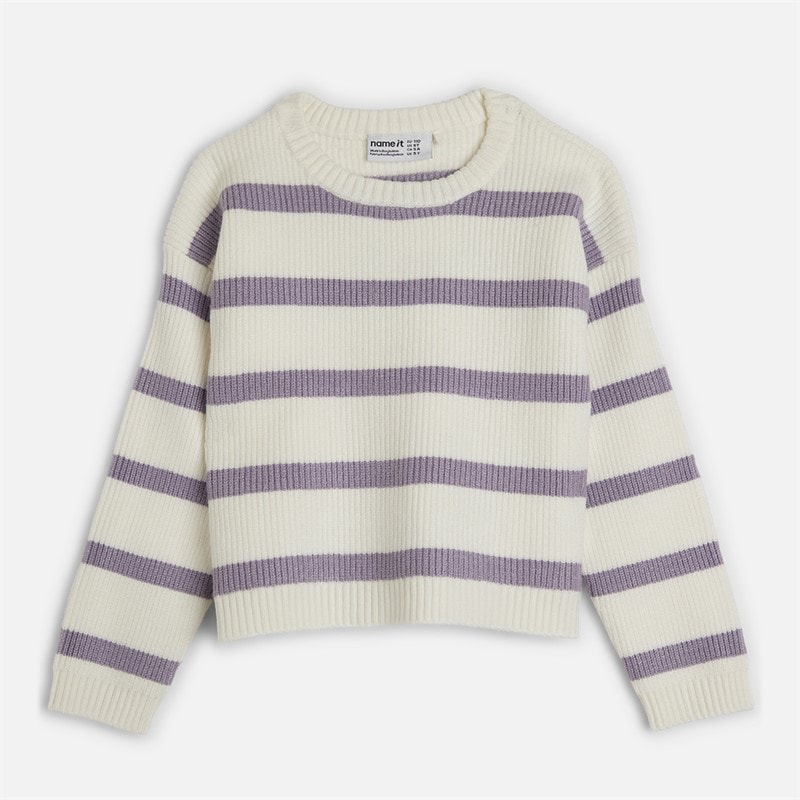 Name It Girls Vnilla Knitted Jumper Cloud Dancer/Lavender Grey