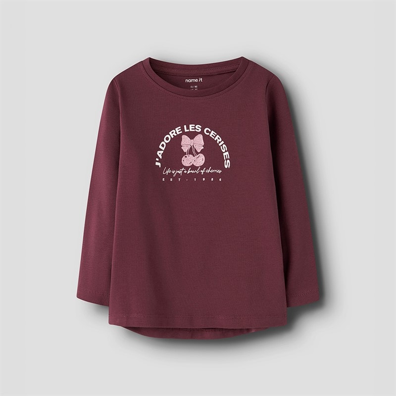 Name It Girls Vix Long Sleeve Top Burgundy