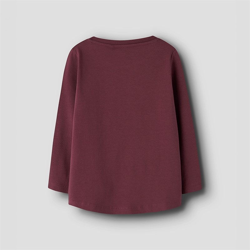 Name It Girls Vix Long Sleeve Top Burgundy - Image 2