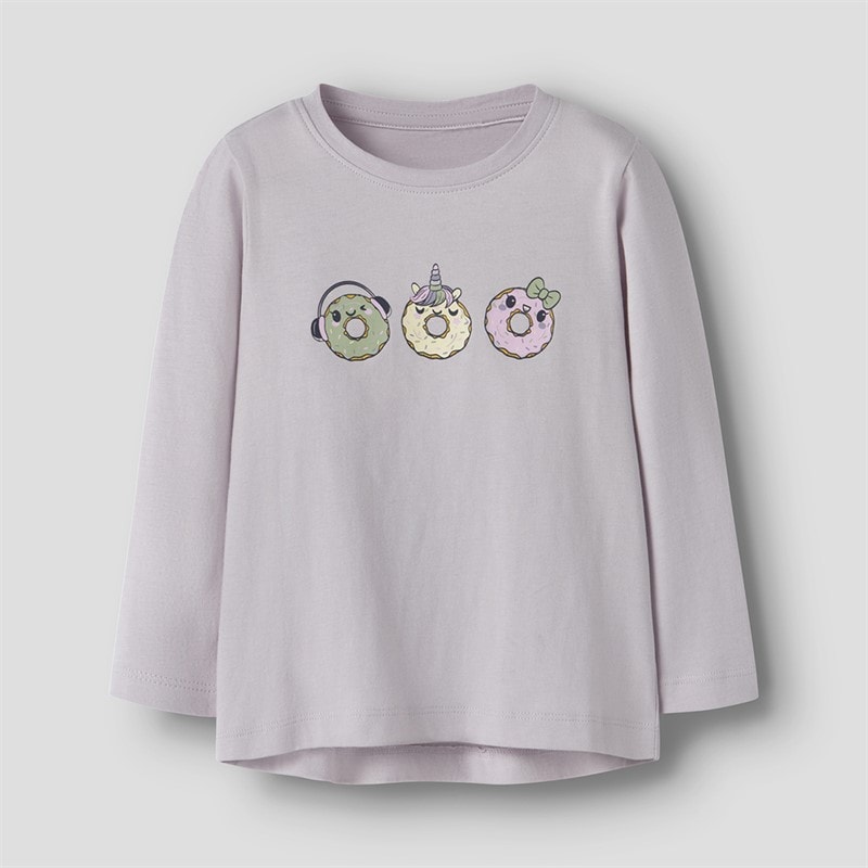 Name It Girls Violet Long Sleeve Top Lilac Marble - Image 1