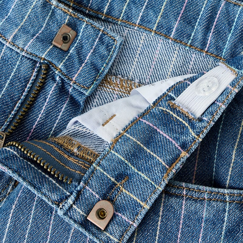 Name It Girls Rose Wide Leg Stripe Jeans Medium Blue Denim - Image 3