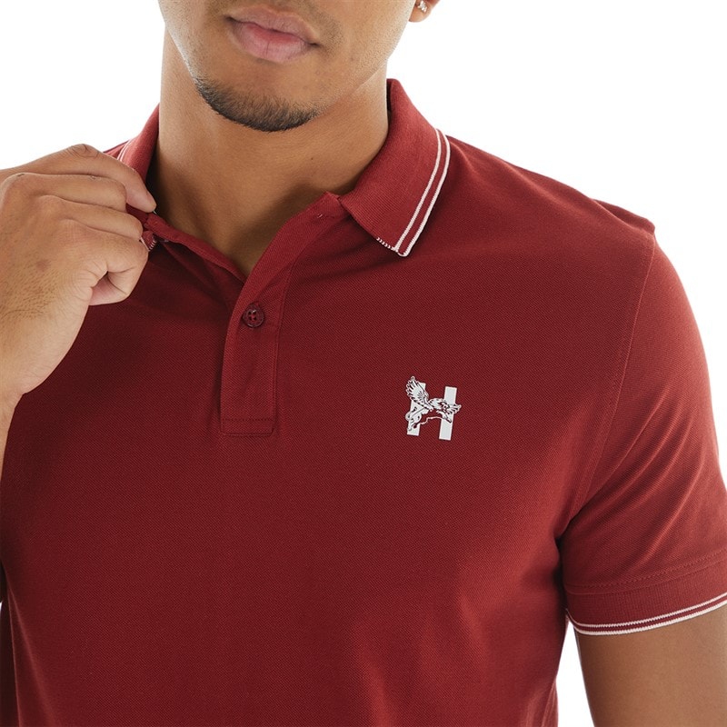 Henleys Mens Henflare Polo Shirt Deep Red - Image 3