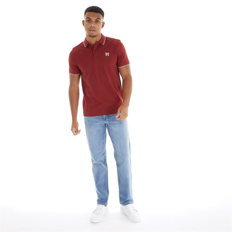 Henleys Mens Henflare Polo Shirt Deep Red - Image 4