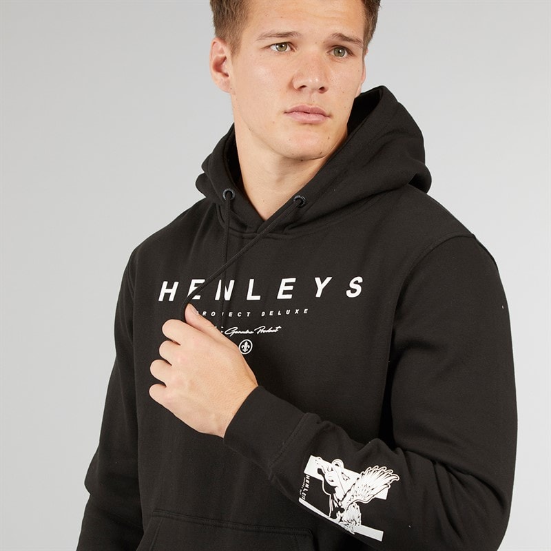 Henleys Mens Hentyme Hoodie Black - Image 3