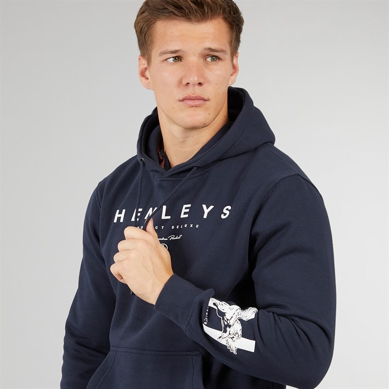 Henleys Mens Hentyme Hoodie Navy - Image 3