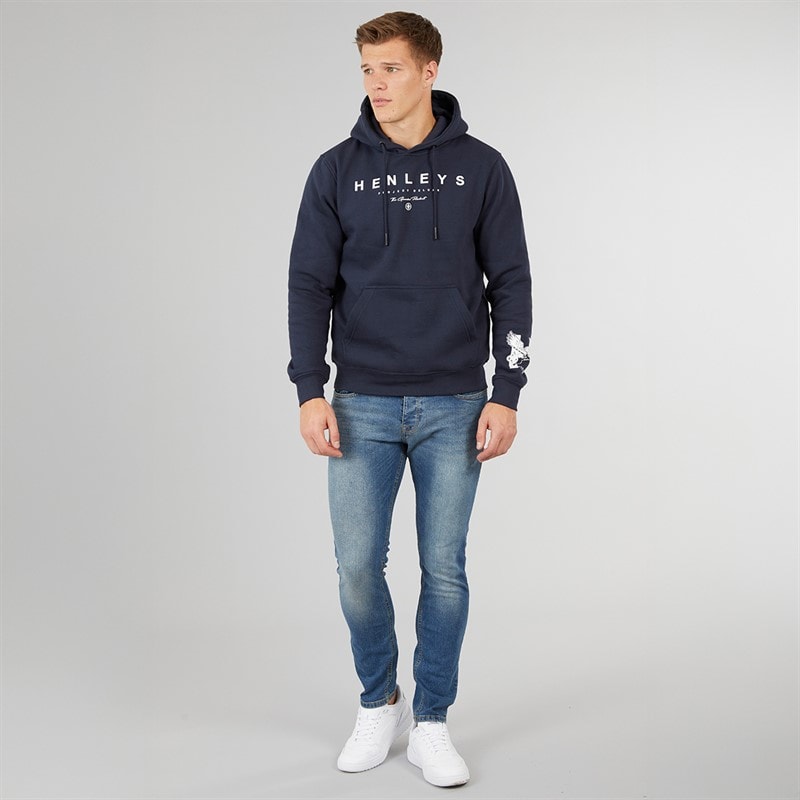 Henleys Mens Hentyme Hoodie Navy - Image 4