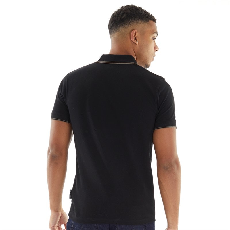 Henleys Mens Henflare Polo Shirt Black - Image 2