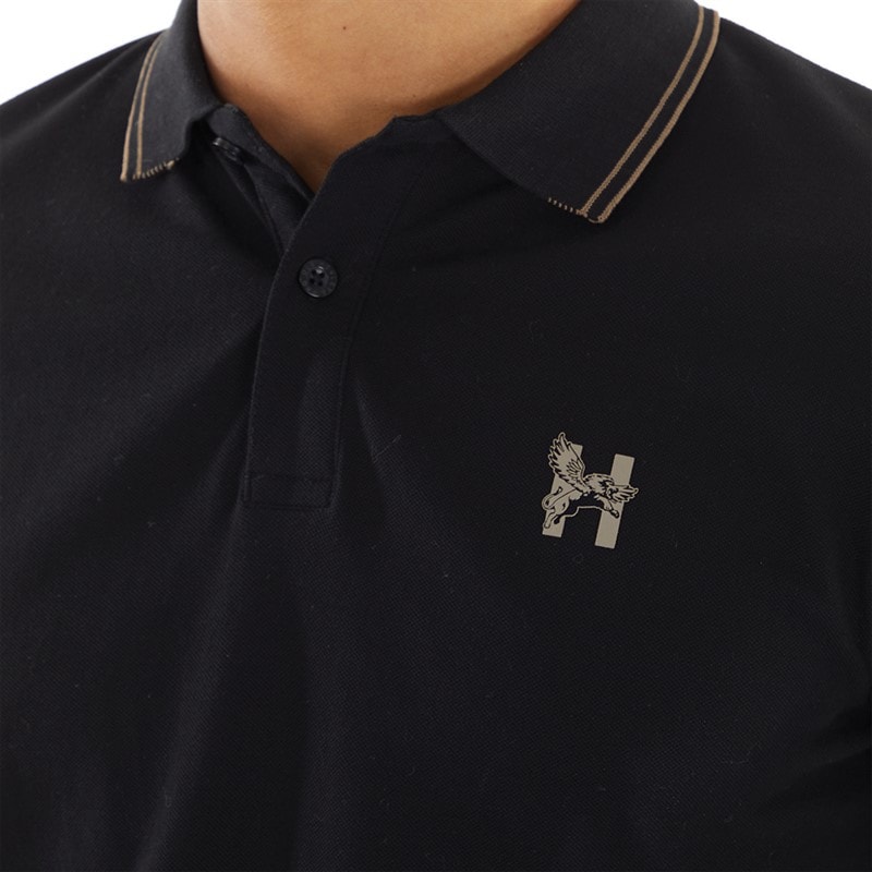Henleys Mens Henflare Polo Shirt Black - Image 3